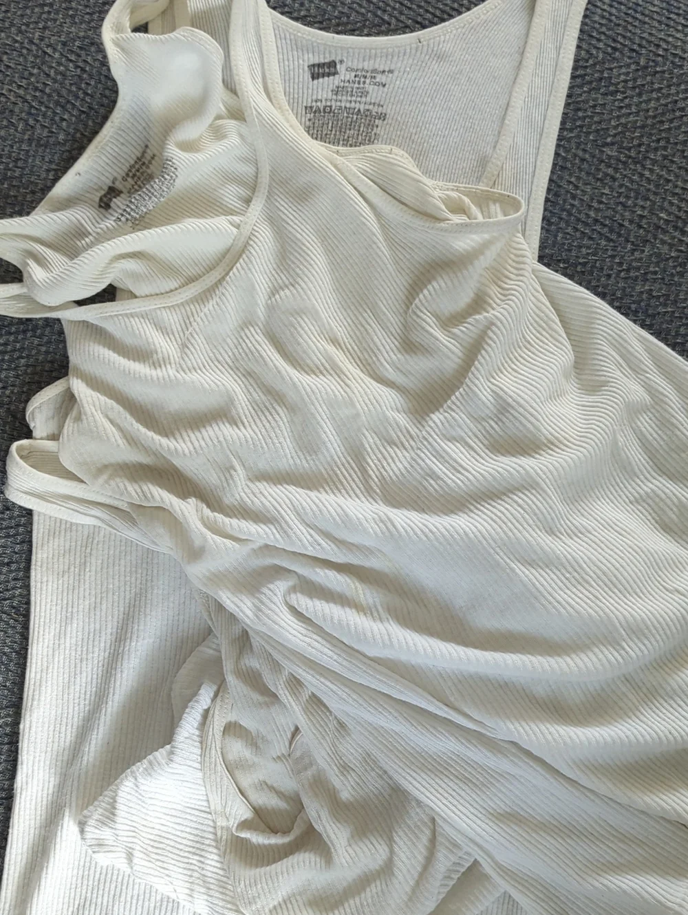 Hanes White Ribbed Undershirts Tank Tops Bundle Of 3